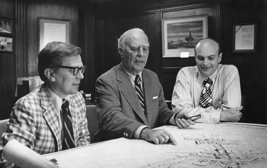 C.S. Harding Mott (center), Vice President-Secretary William S. White (right) and Vice President-Program Administration Homer E. Dowdy (left)