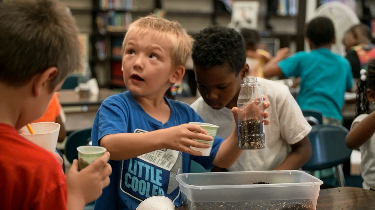 Recycling plastic bottles — a plentiful commodity in Flint — to create small terrariums was one of the most popular activities at STEAM Camp. 