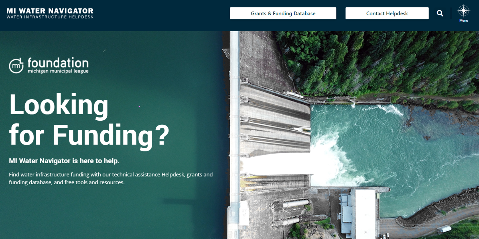 A screenshot of the MI Water Navigator’s online help desk.