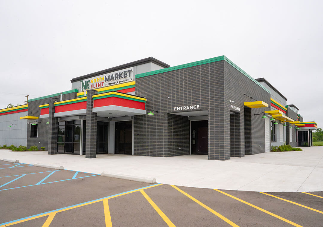 The exterior of the North Flint Market.
