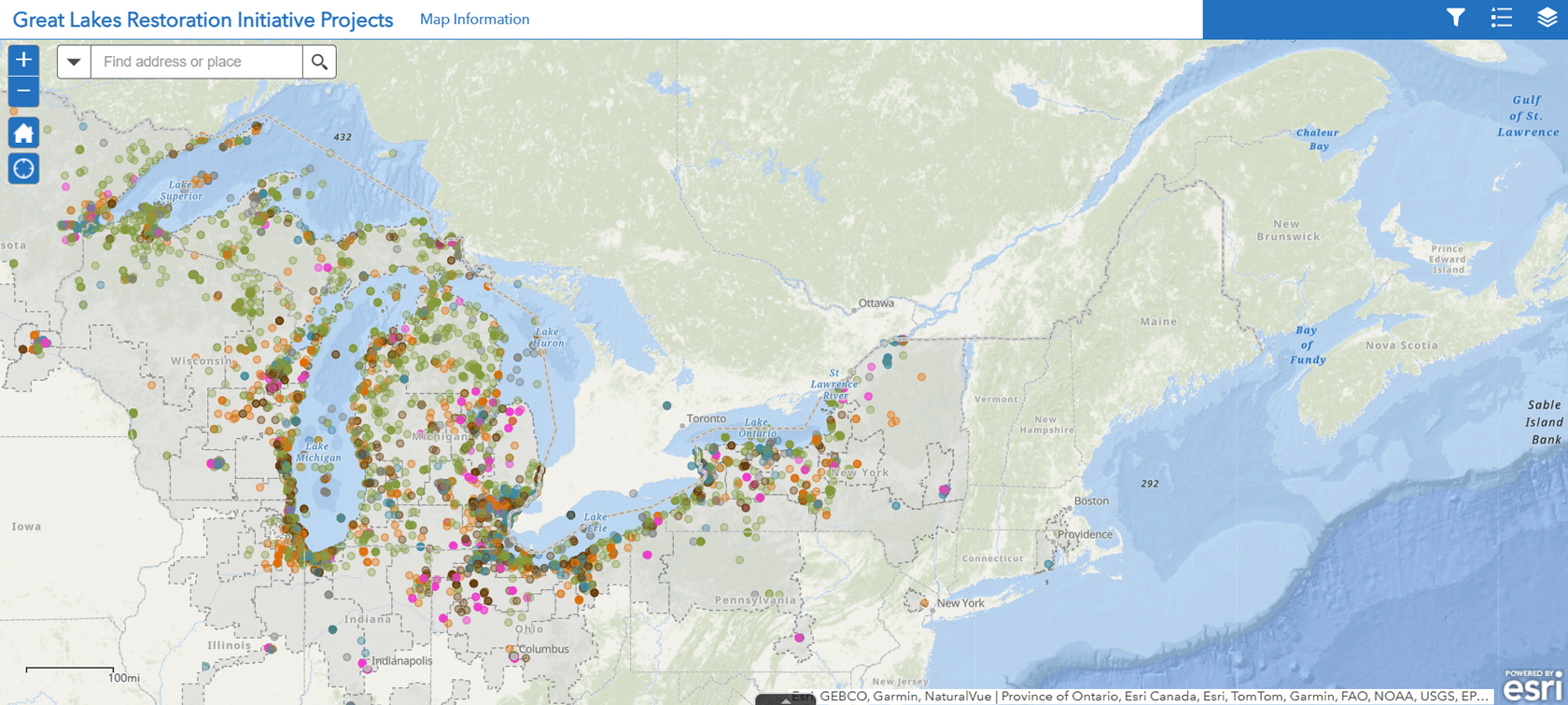Interactive map of all GLRI projects