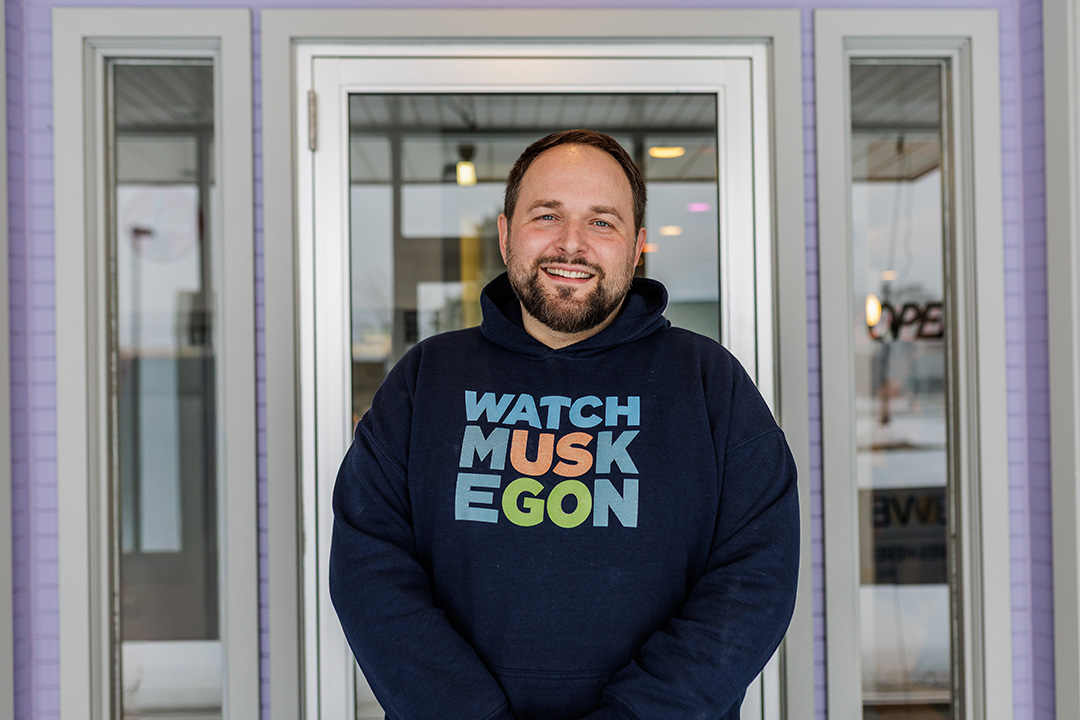 Muskegon Mayor Ken Johnson poses for a portrait at Carmen’s Cafe in Muskegon, Michigan.