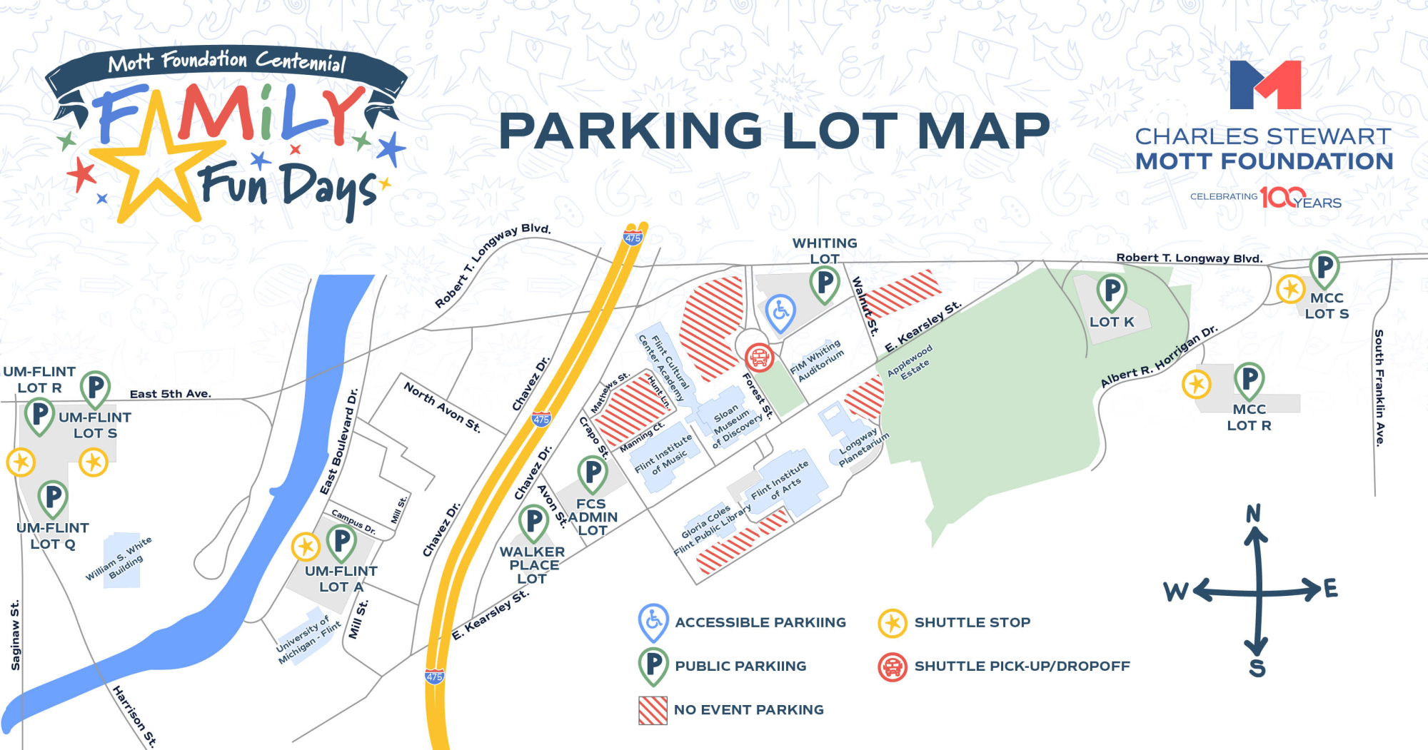 A map of the Flint Cultural Center.