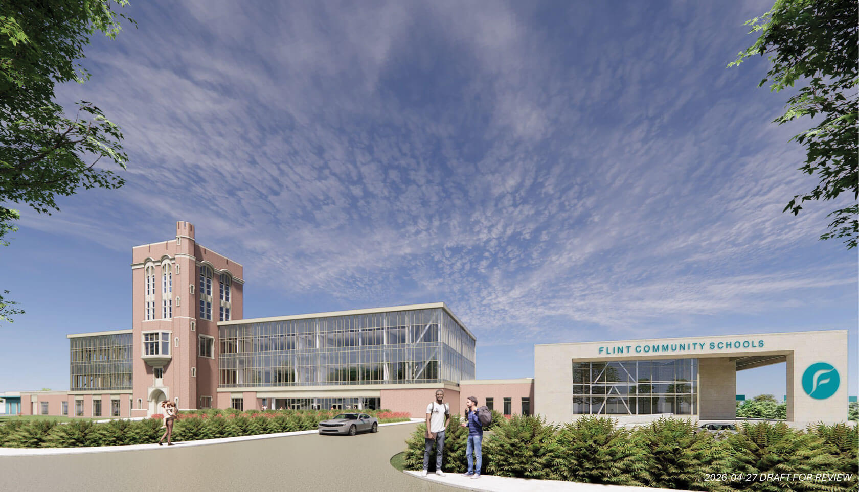 A rendering of a Flint Community Schools high school.