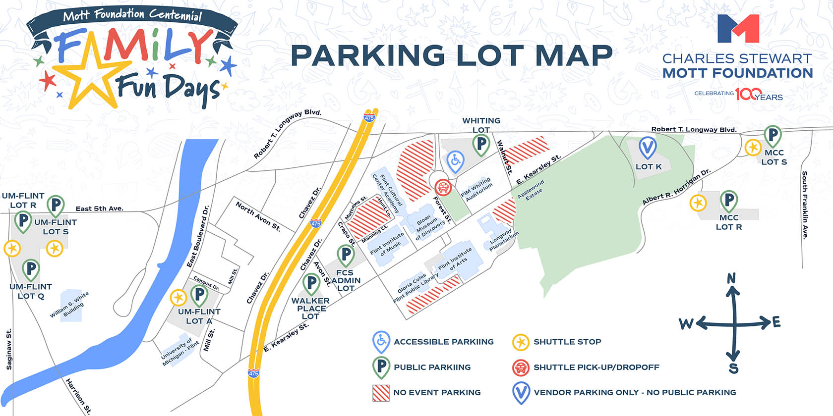 A map of the Flint Cultural Center.